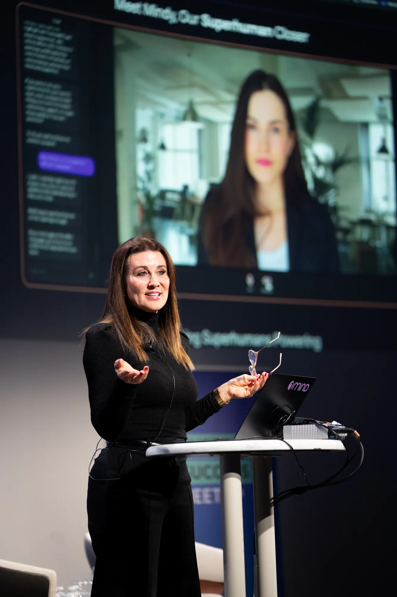 Founder presenting an AI demo on stage